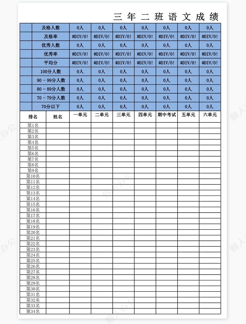 学生成绩统计表