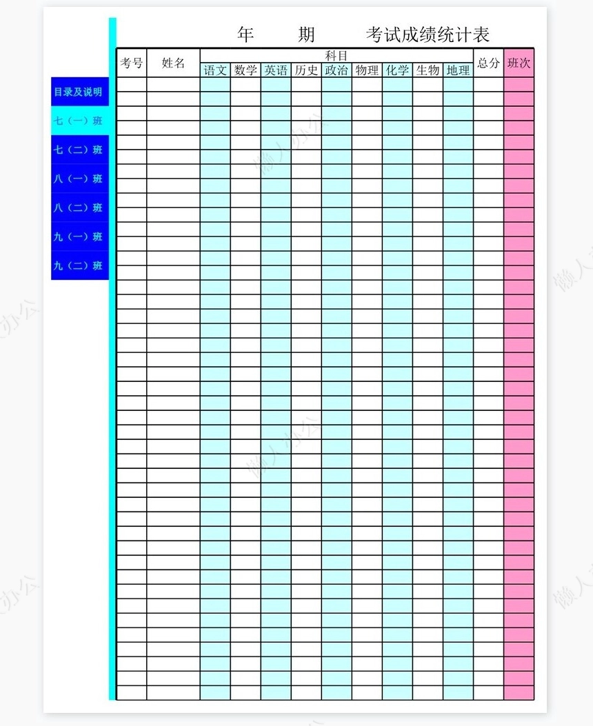 年级成绩自动统计