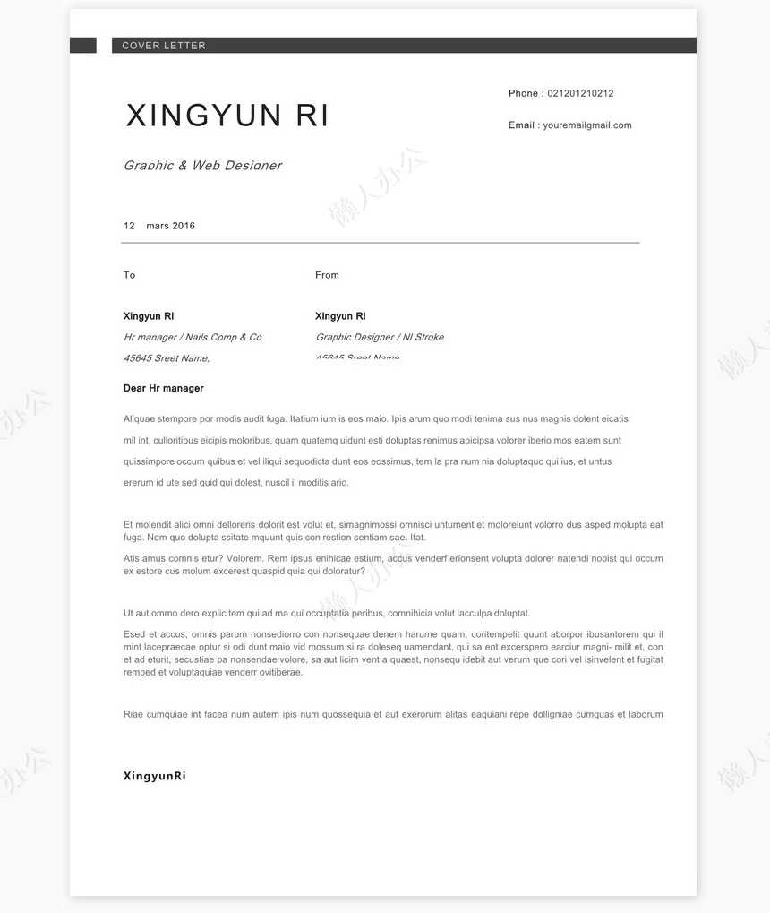 英文个人简历求职简历word模板共2页(10)
