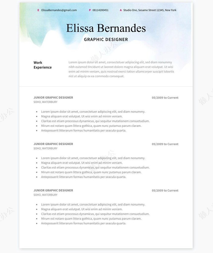 英文个人简历求职简历word模板共2页(9)