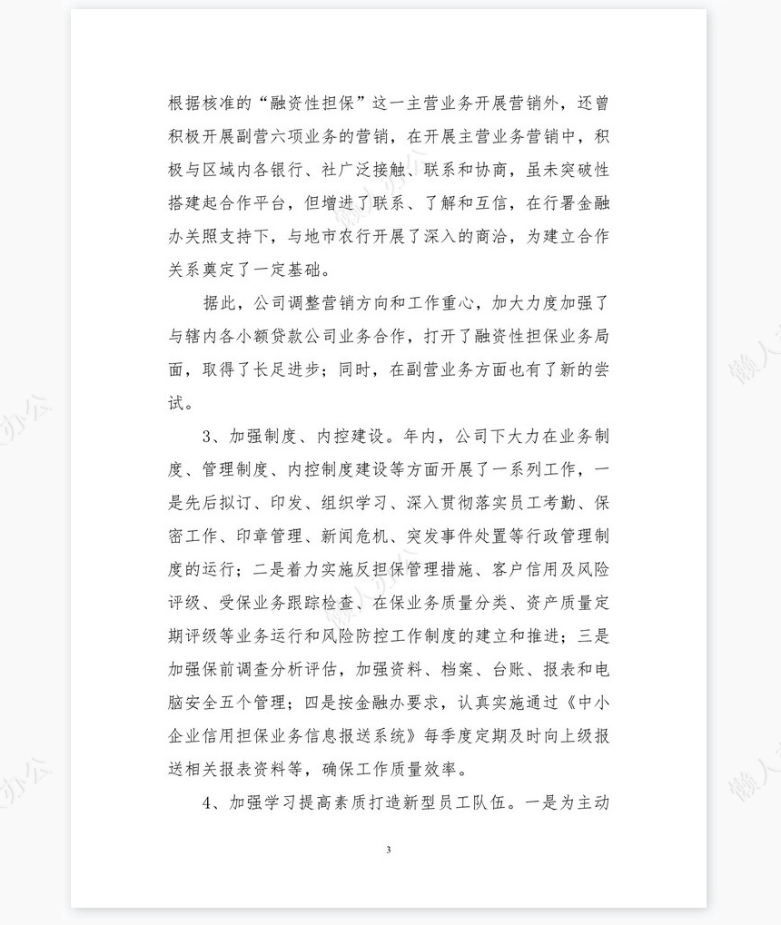 度担保公司工作总结