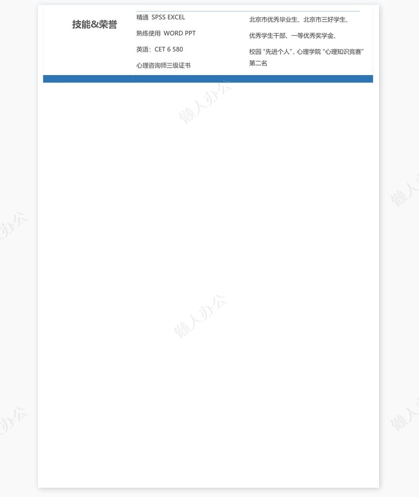 时尚简约单页个人简历word文档(4)