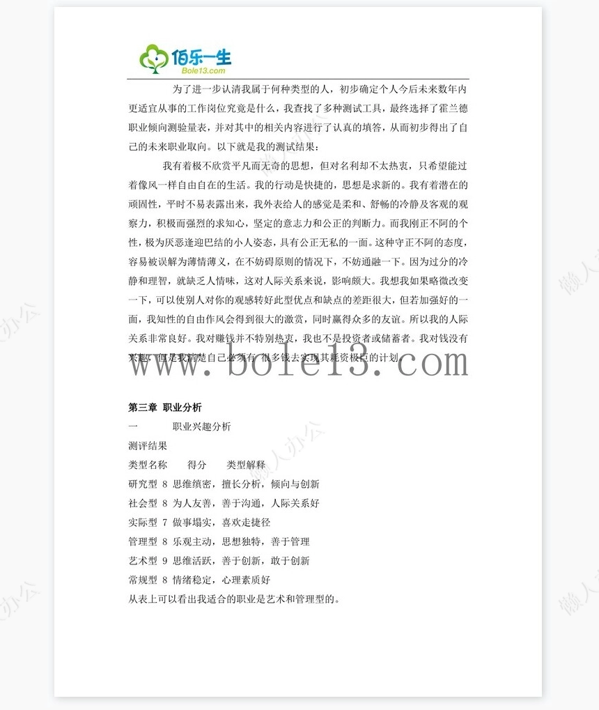 油画专业大学生职业生涯规划书范文word模板