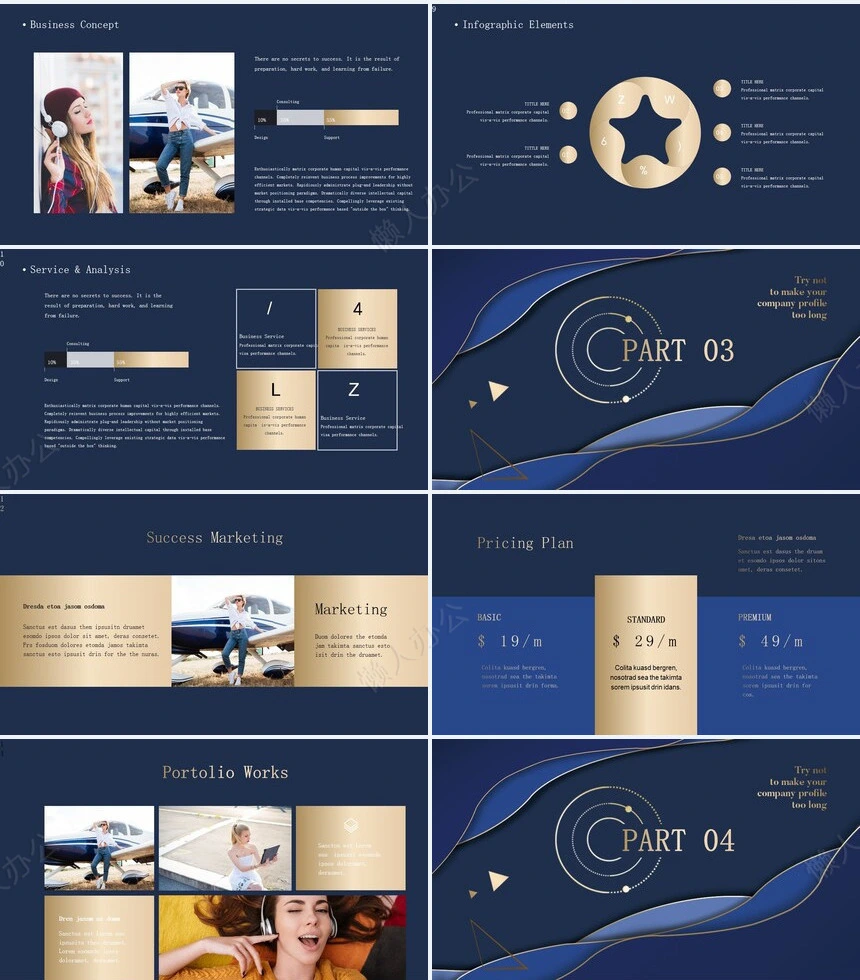 金色渐变创意项目书PPT模板