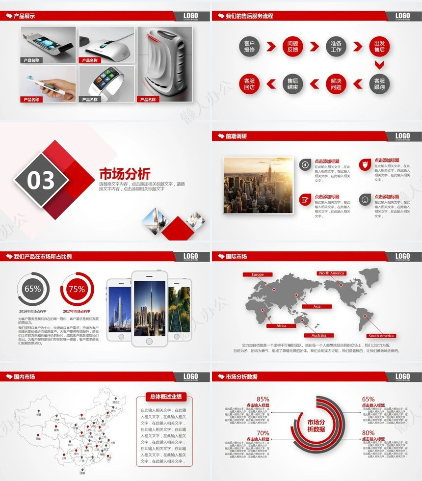 红色简约大气实用企业宣传产品介绍PPT模板