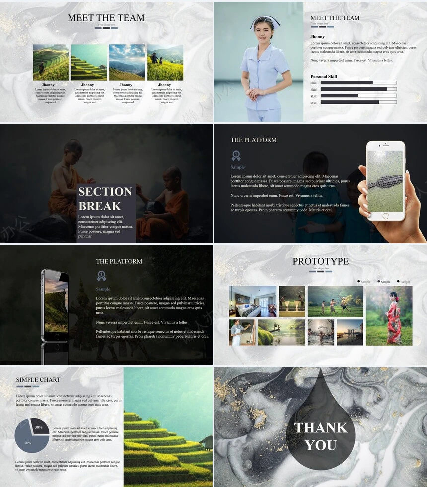 时尚水彩风格通用PPT模板(103)