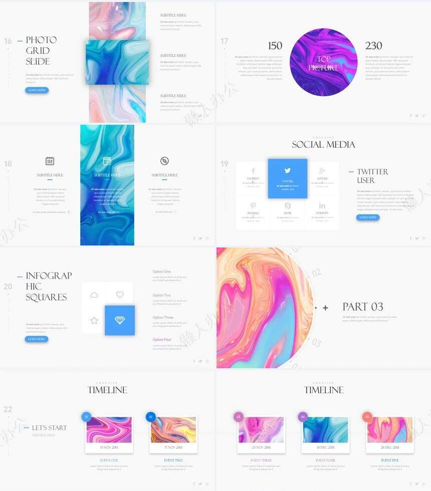 时尚水彩风格通用PPT模板(109)