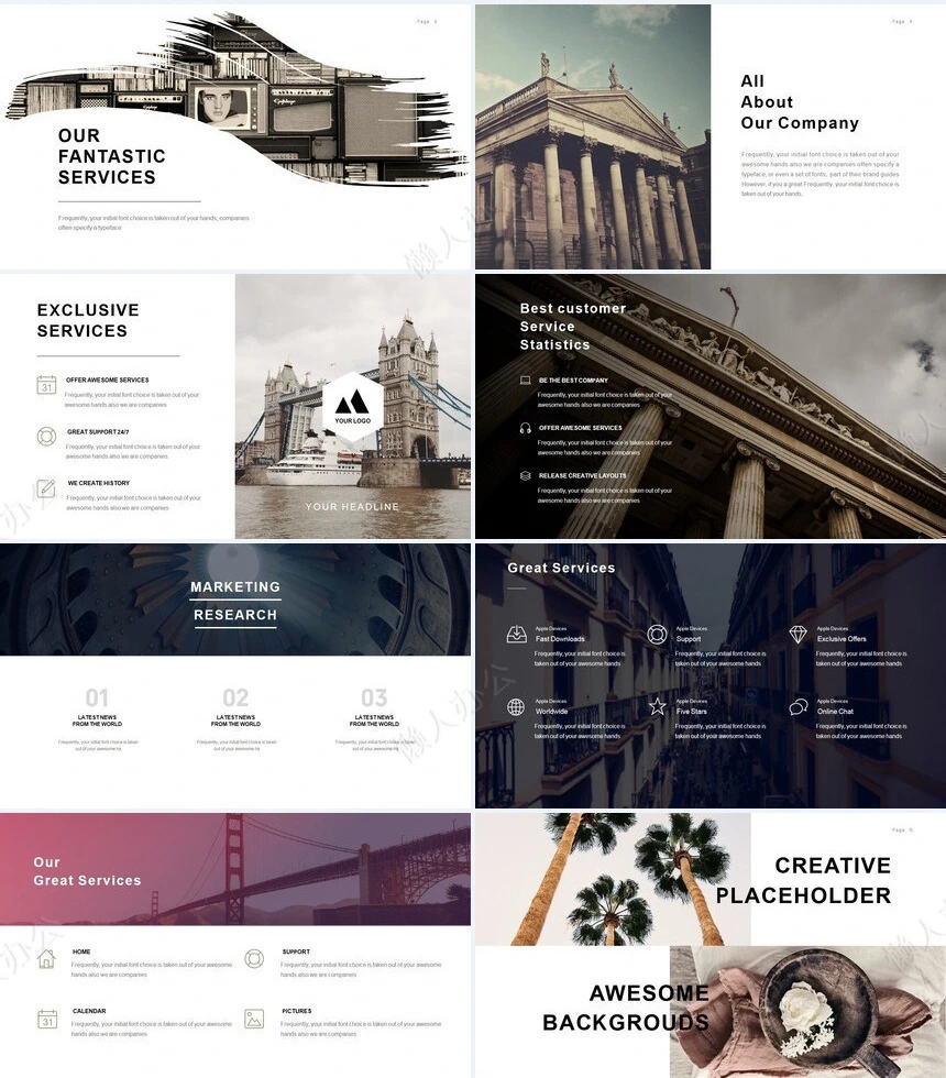 时尚水彩风格通用PPT模板(112)