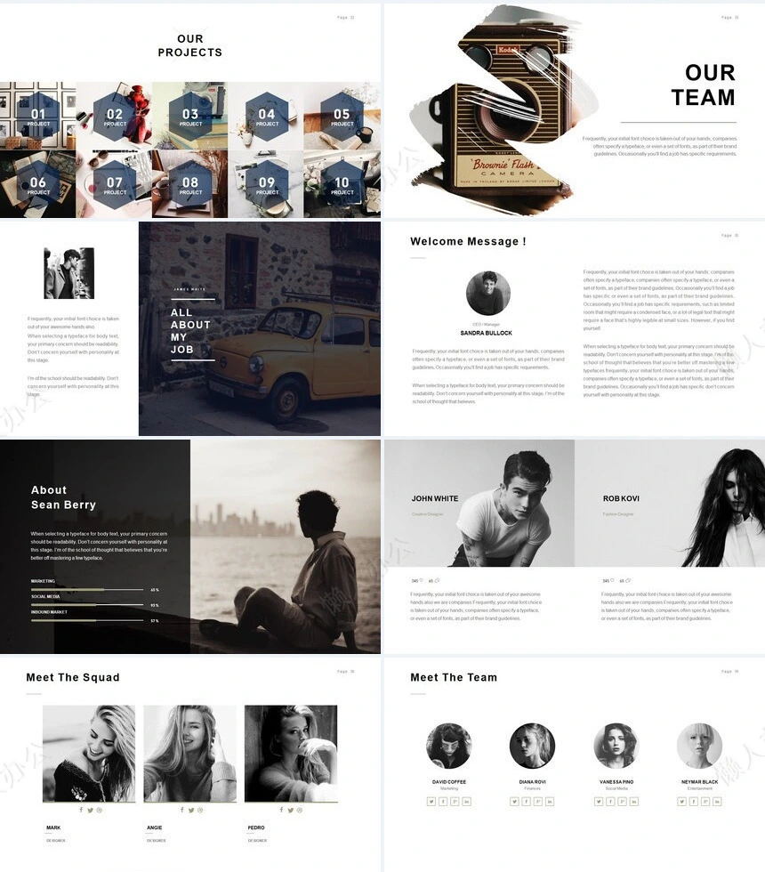 时尚水彩风格通用PPT模板(112)