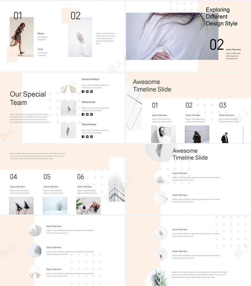 时尚水彩风格通用PPT模板(113)