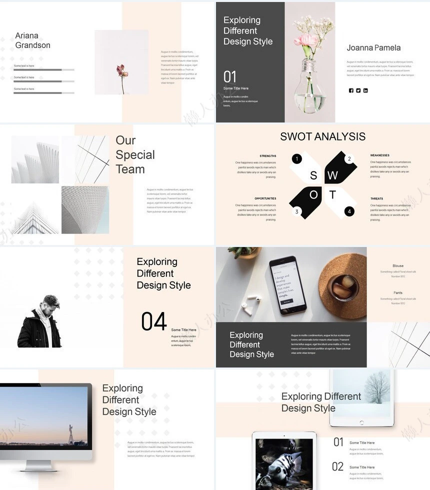 时尚水彩风格通用PPT模板(113)