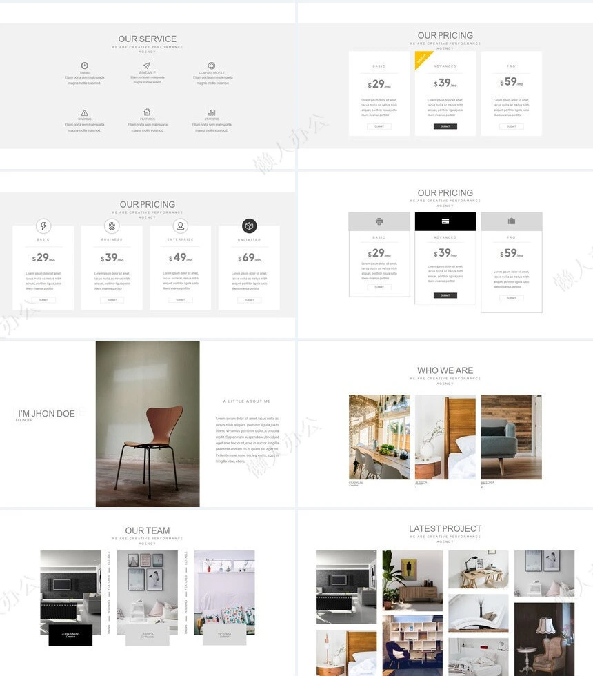 时尚水彩风格通用PPT模板(118)