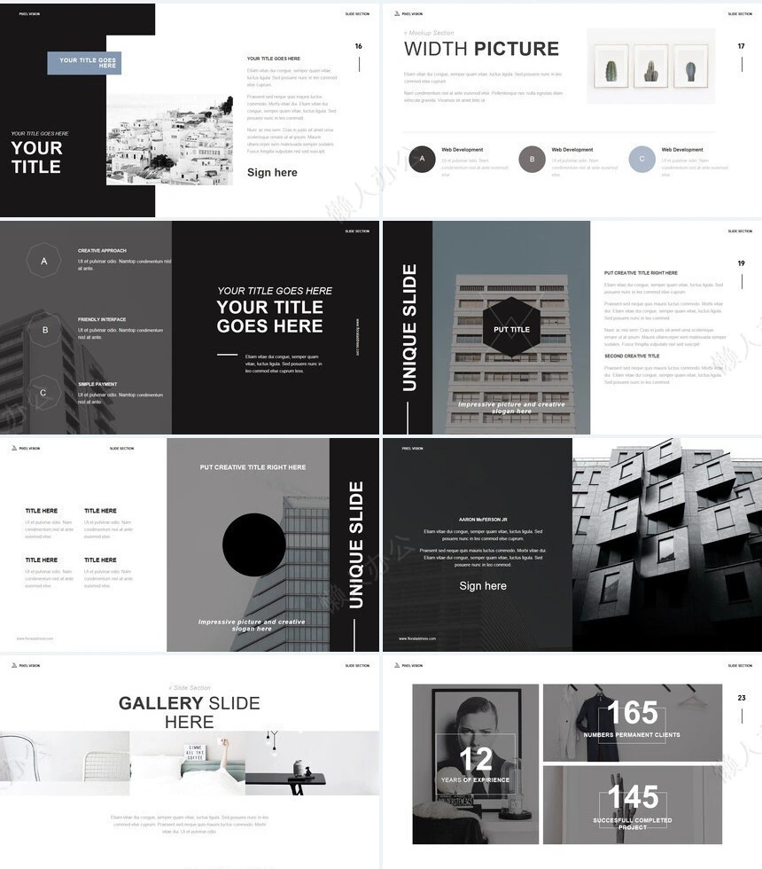 时尚水彩风格通用PPT模板(119)