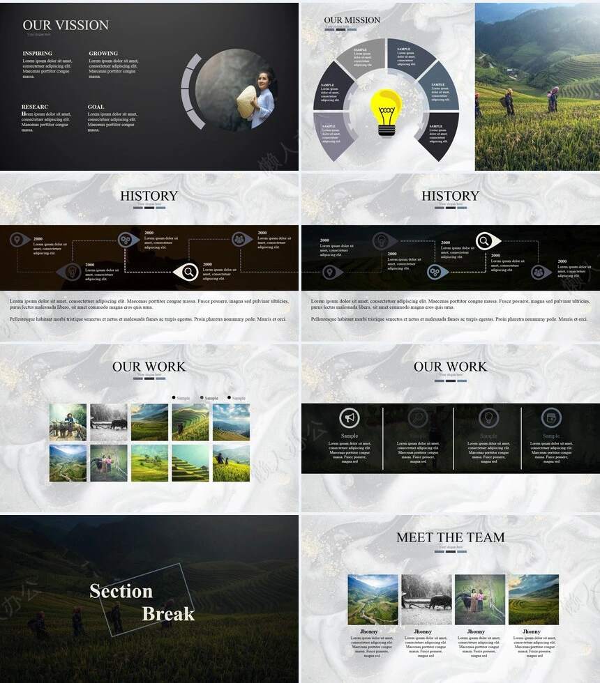 时尚水彩风格通用PPT模板(62)