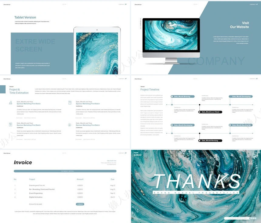 时尚水彩风格通用PPT模板(70)