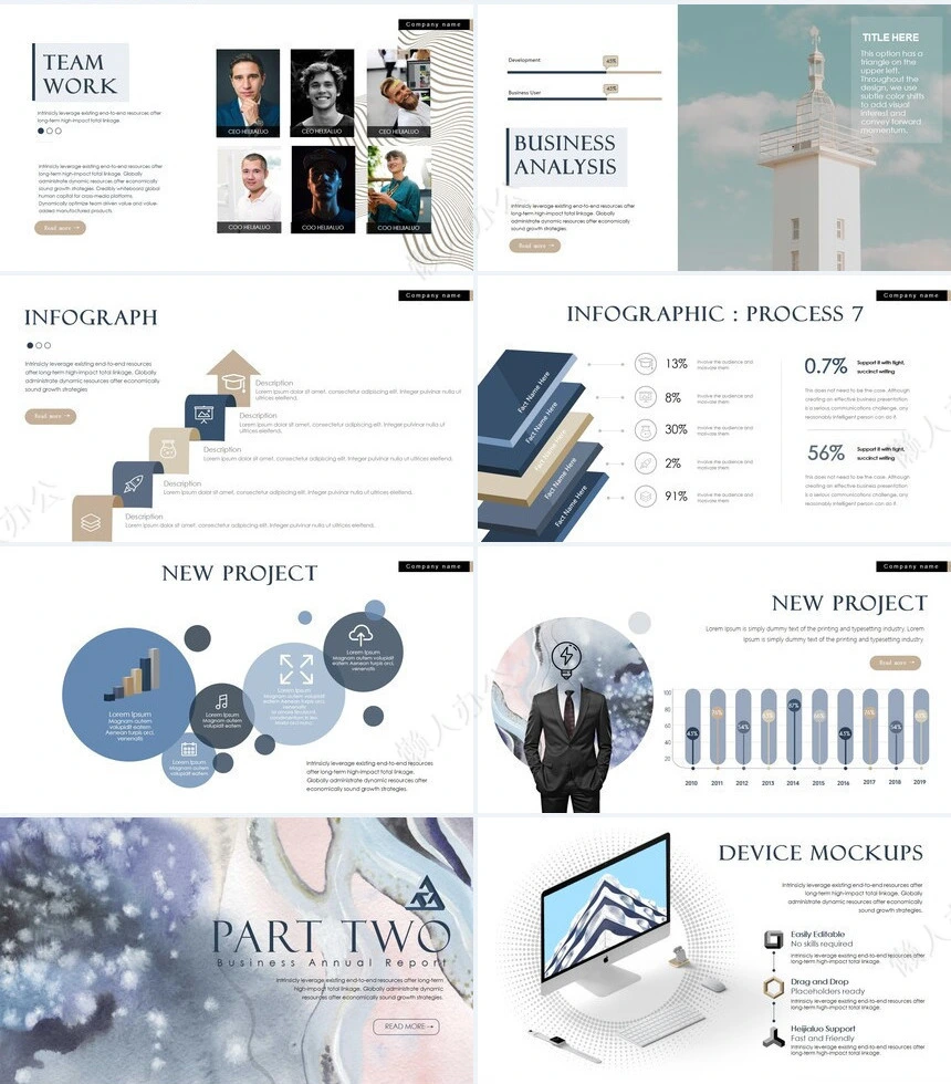 时尚水彩风格通用PPT模板(71)