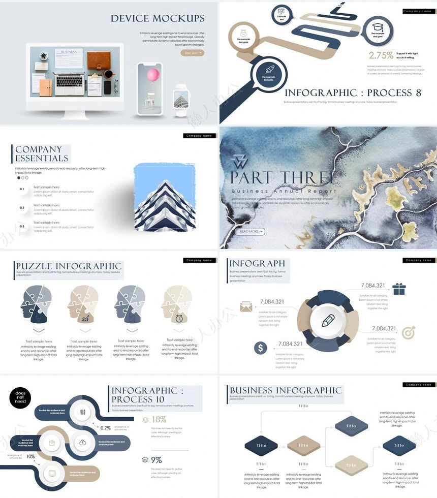 时尚水彩风格通用PPT模板(71)