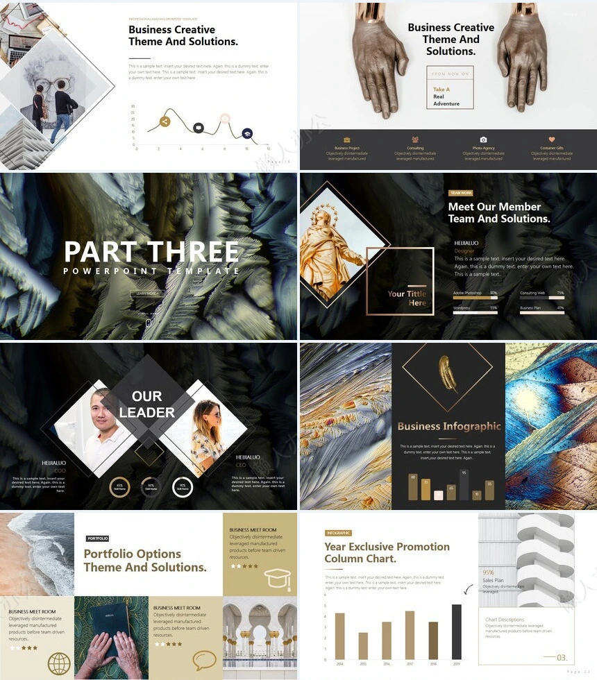 时尚水彩风格通用PPT模板(73)