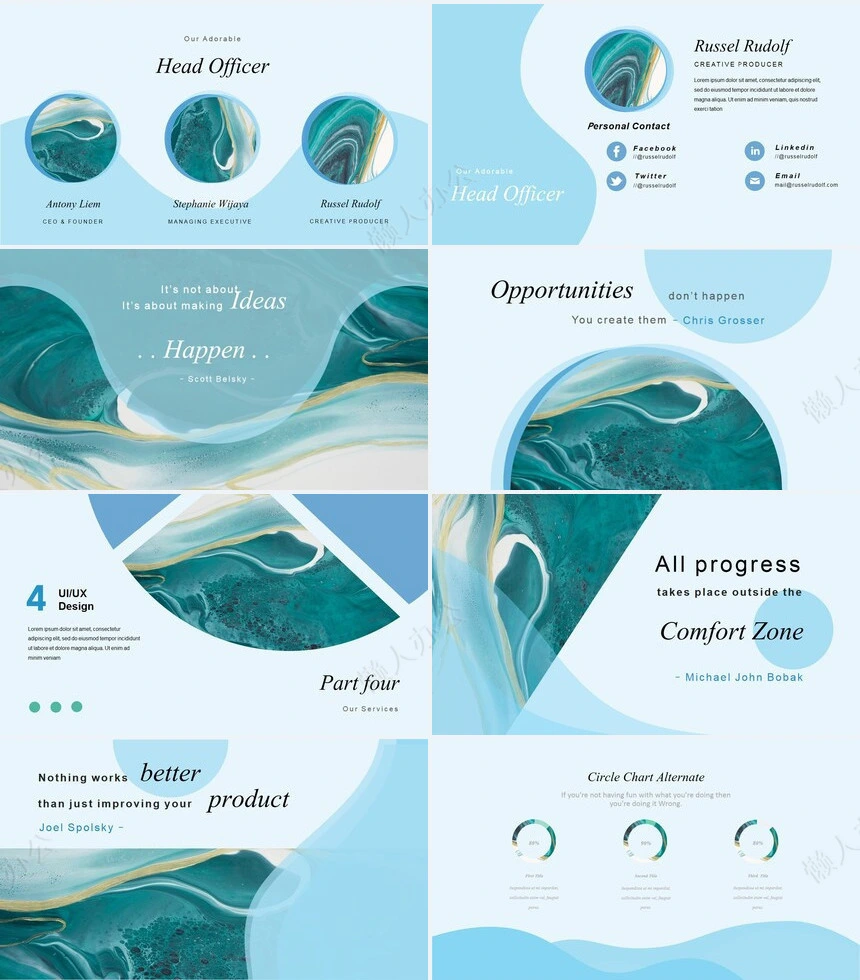 时尚水彩风格通用PPT模板(78)