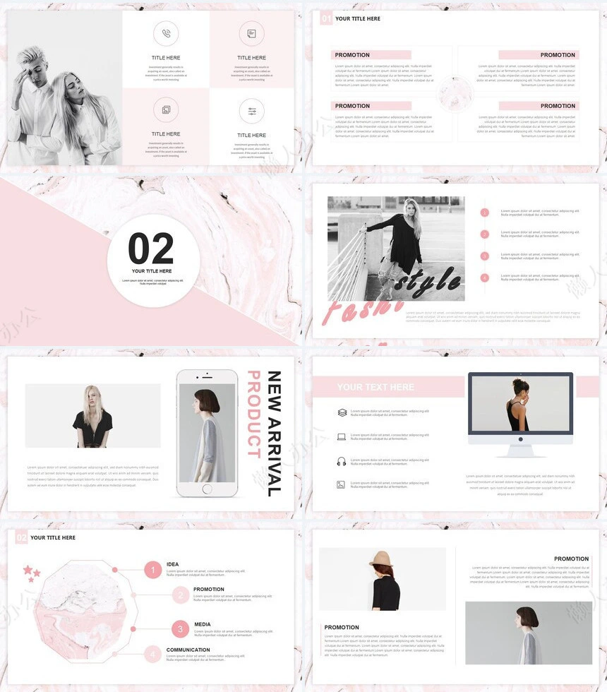 时尚水彩风格通用PPT模板(82)