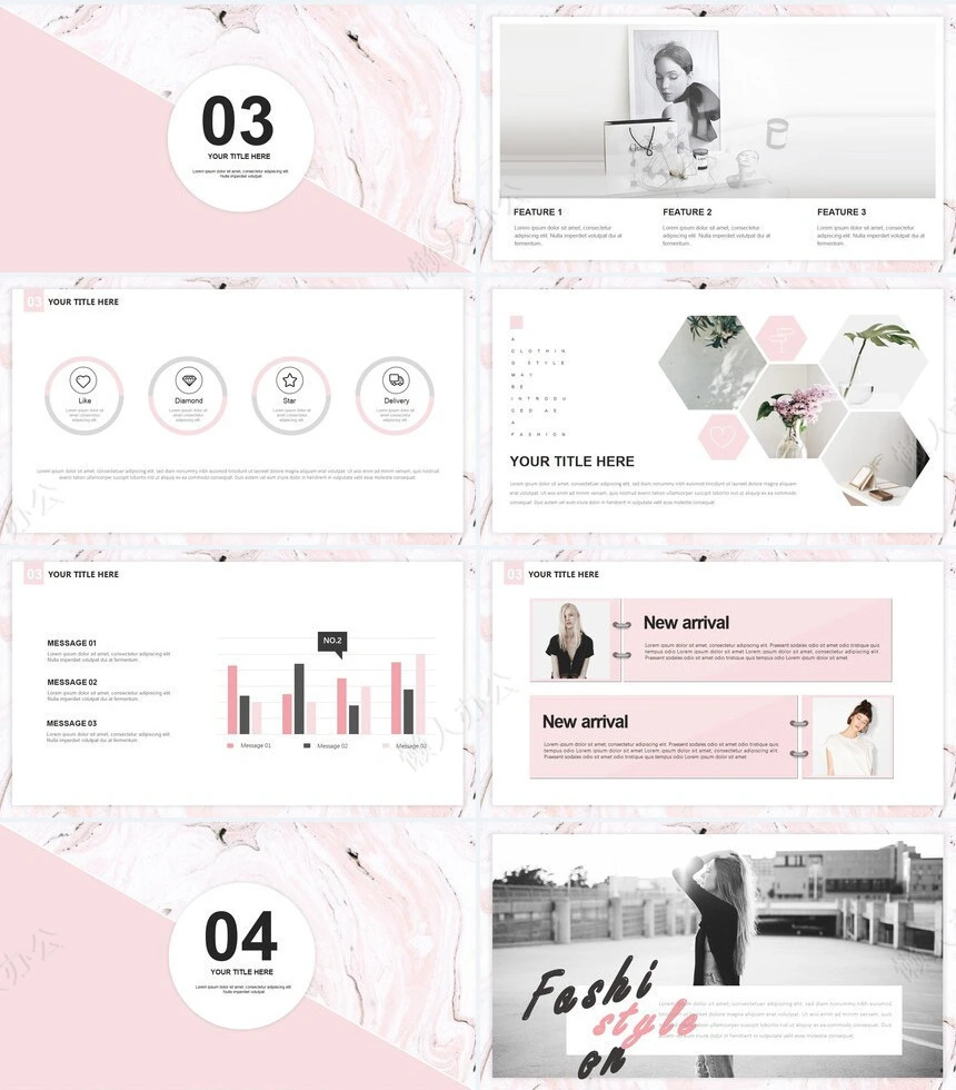 时尚水彩风格通用PPT模板(82)