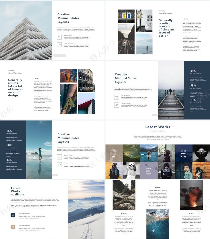 时尚水彩风格通用PPT模板(83)