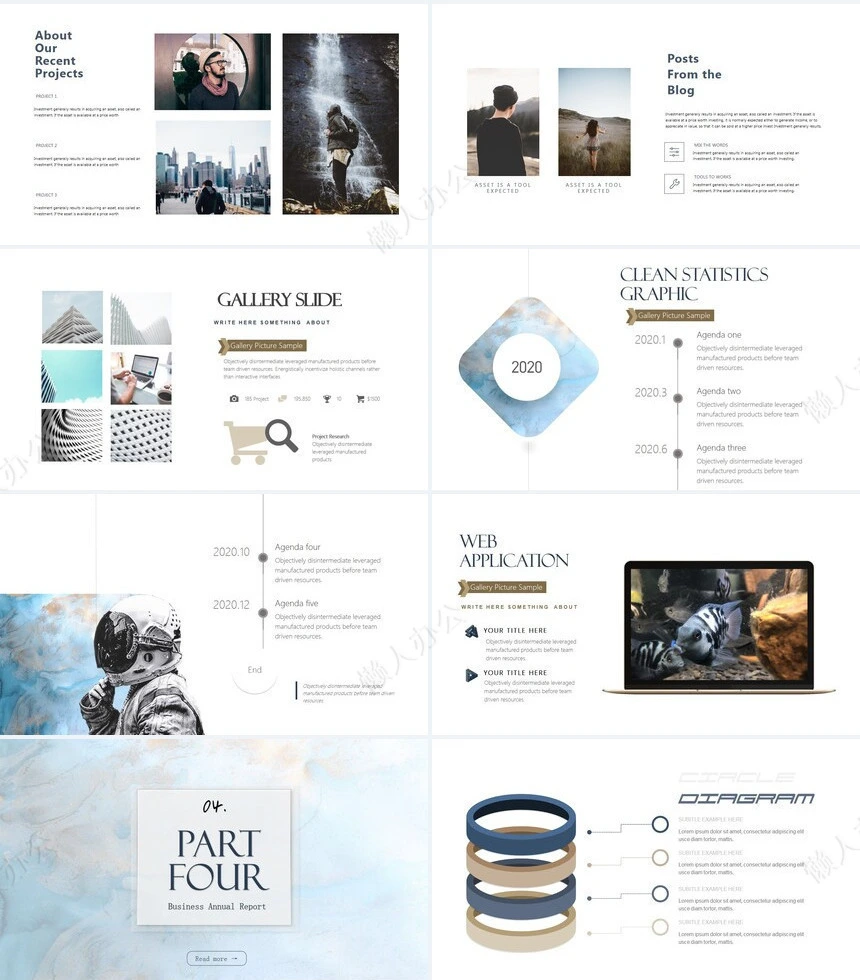 时尚水彩风格通用PPT模板(83)