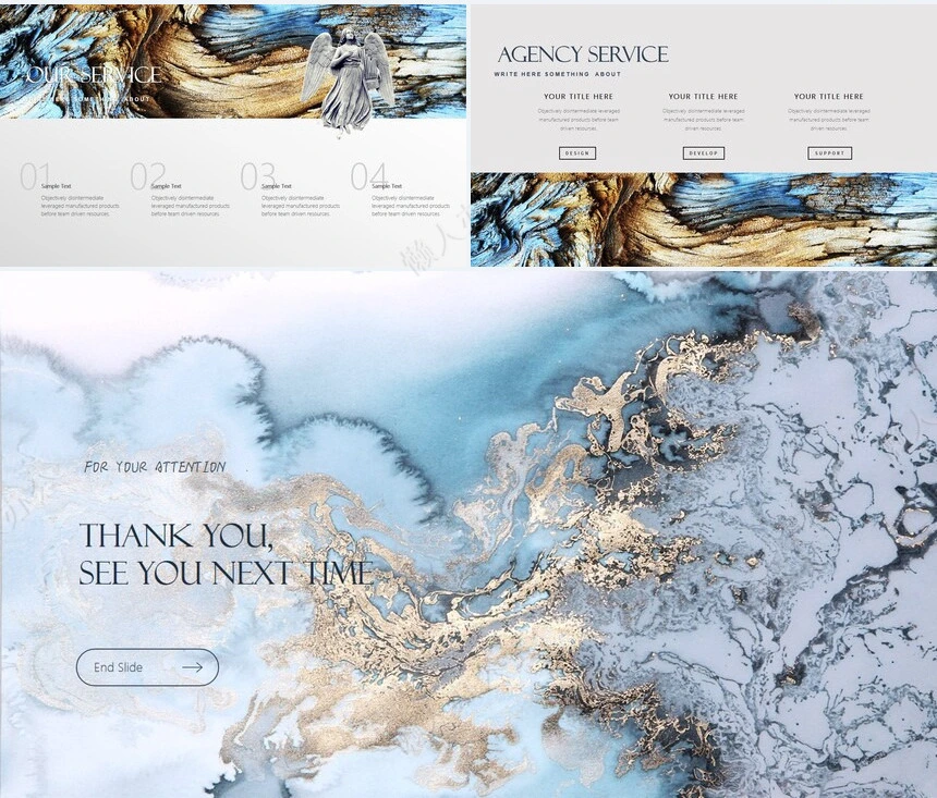 时尚水彩风格通用PPT模板(83)