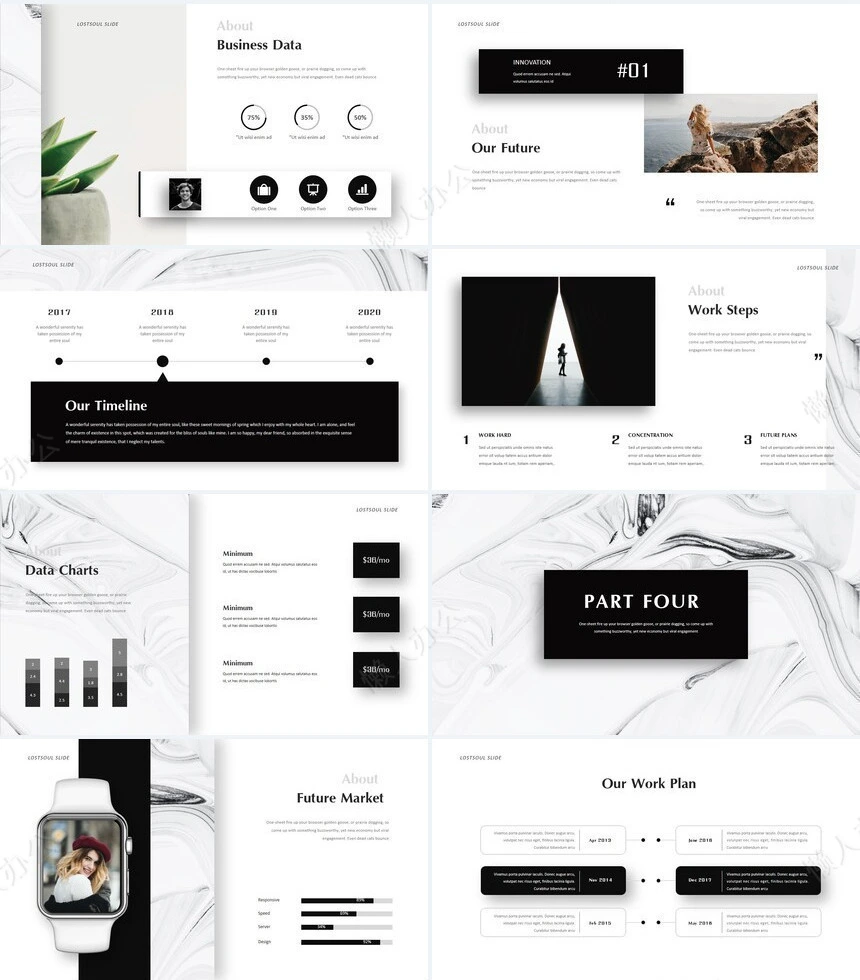 时尚水彩风格通用PPT模板(84)