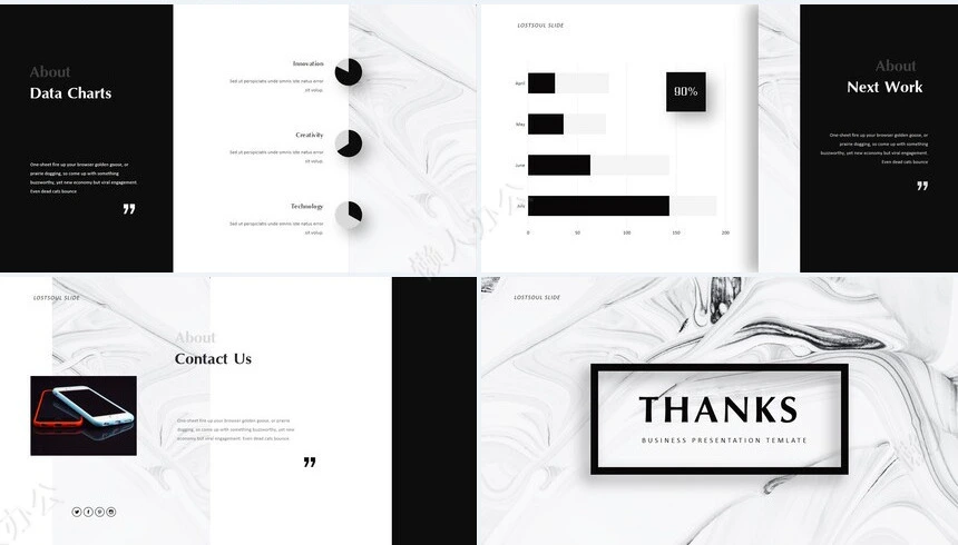 时尚水彩风格通用PPT模板(84)