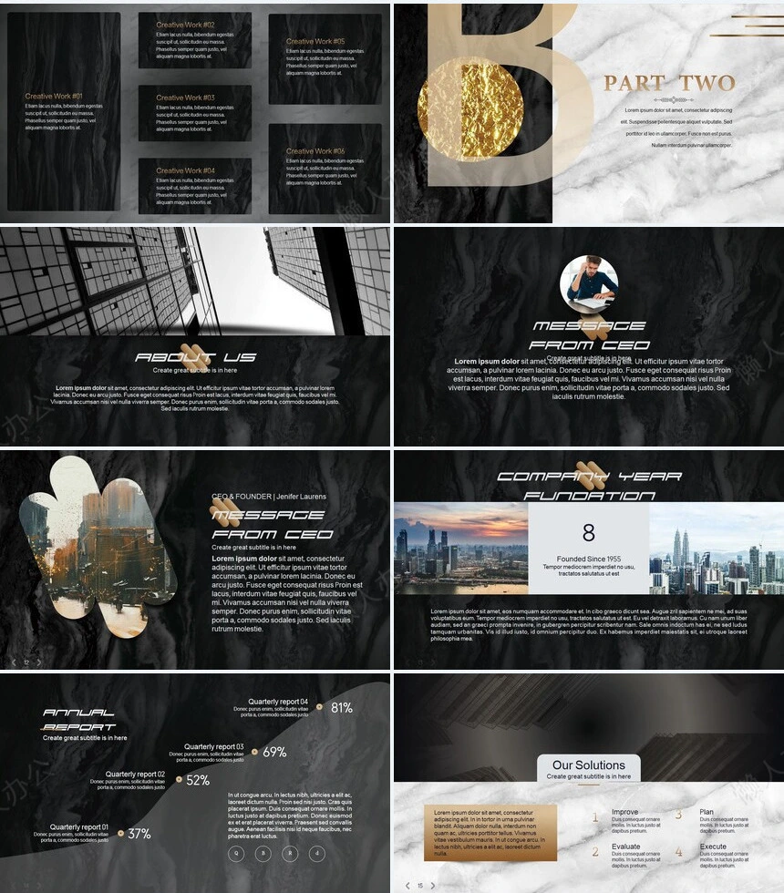 时尚水彩风格通用PPT模板(91)