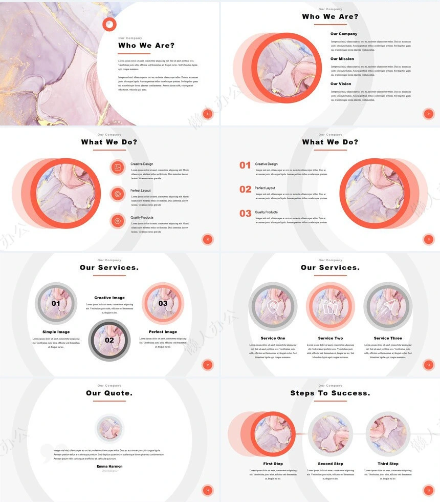 时尚水彩风格通用PPT模板(92)