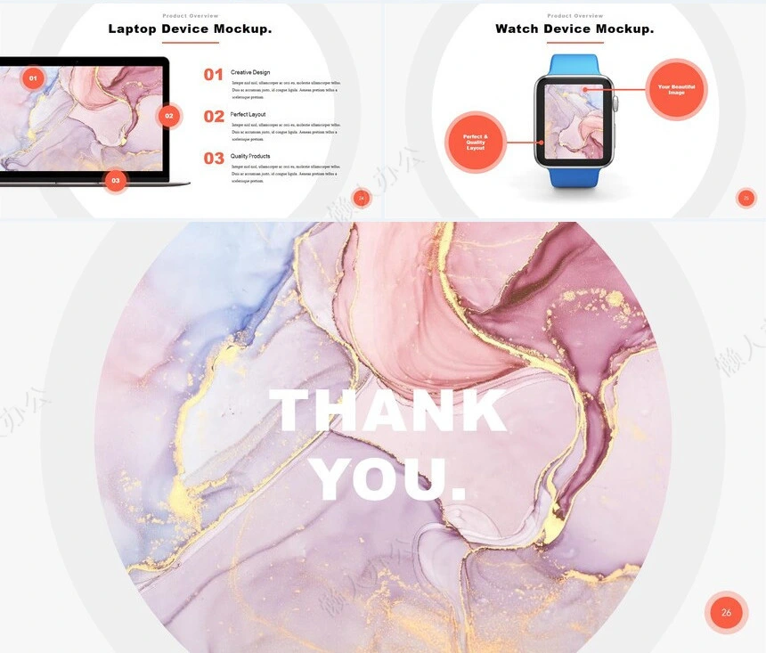 时尚水彩风格通用PPT模板(92)