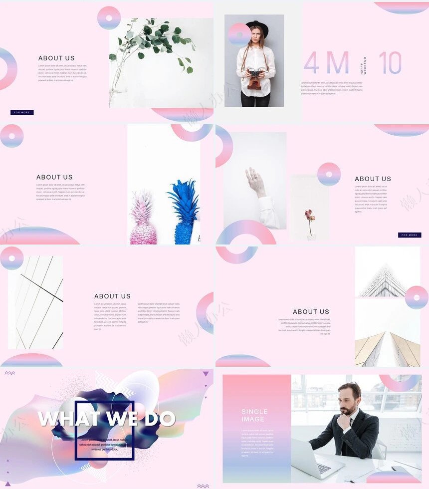 时尚水彩风格通用PPT模板(94)