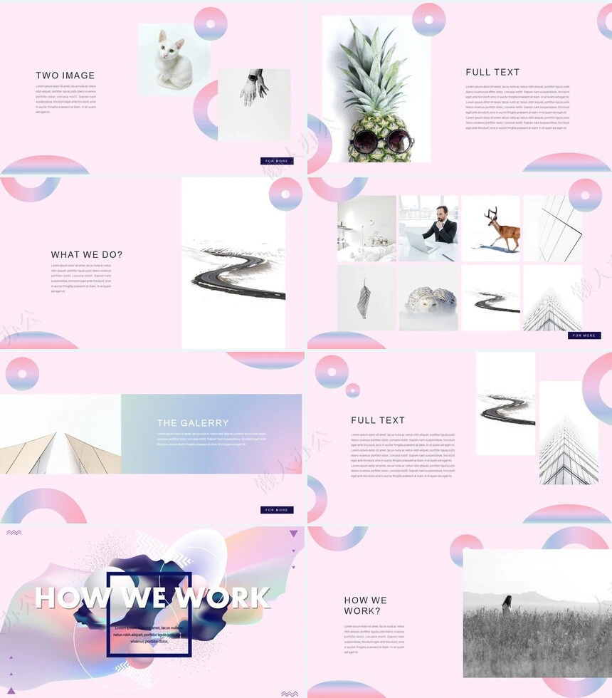 时尚水彩风格通用PPT模板(94)