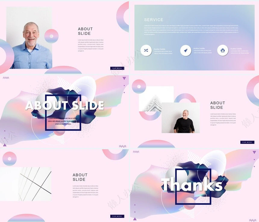 时尚水彩风格通用PPT模板(94)