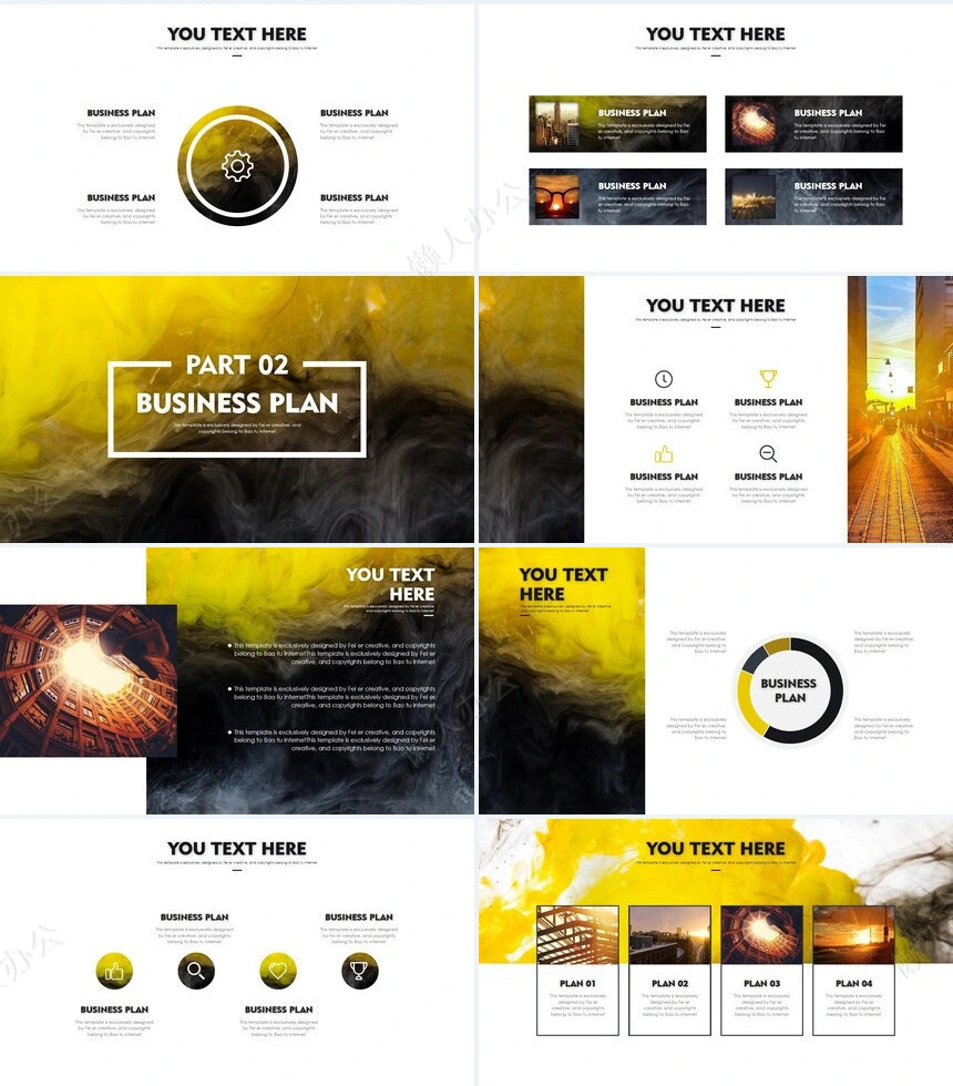 时尚水彩风格通用PPT模板(99)