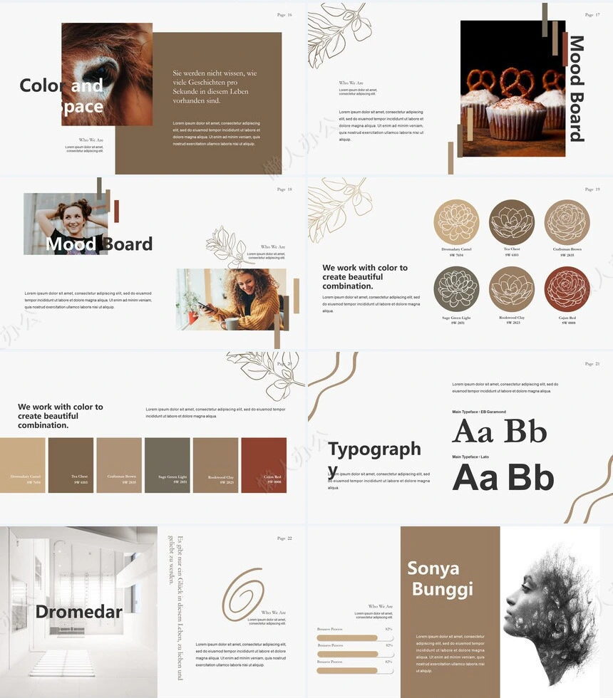 莫兰迪风格通用PPT模板(10)