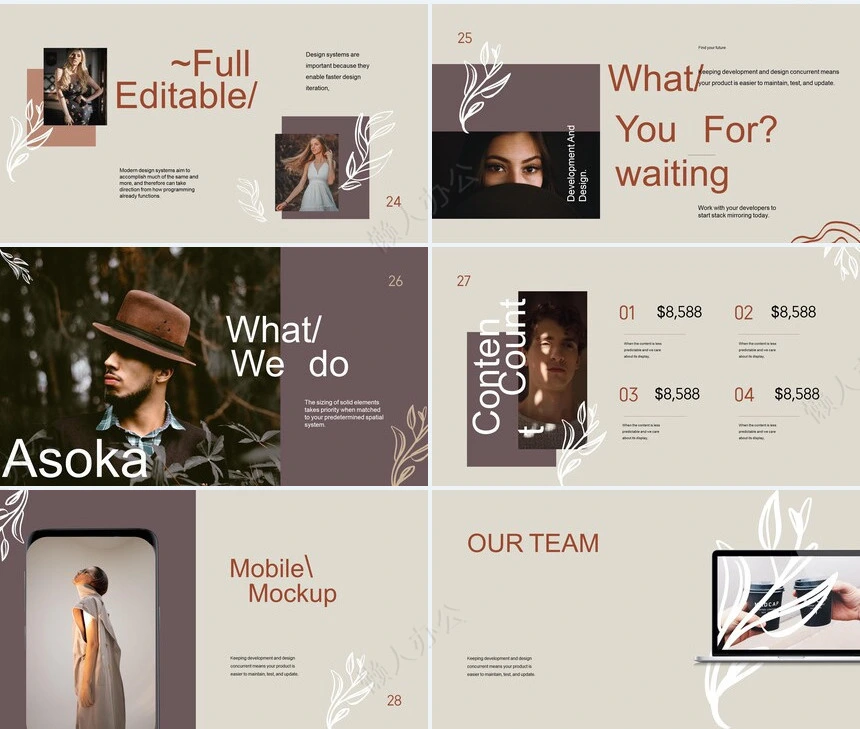 莫兰迪风格通用PPT模板(34)