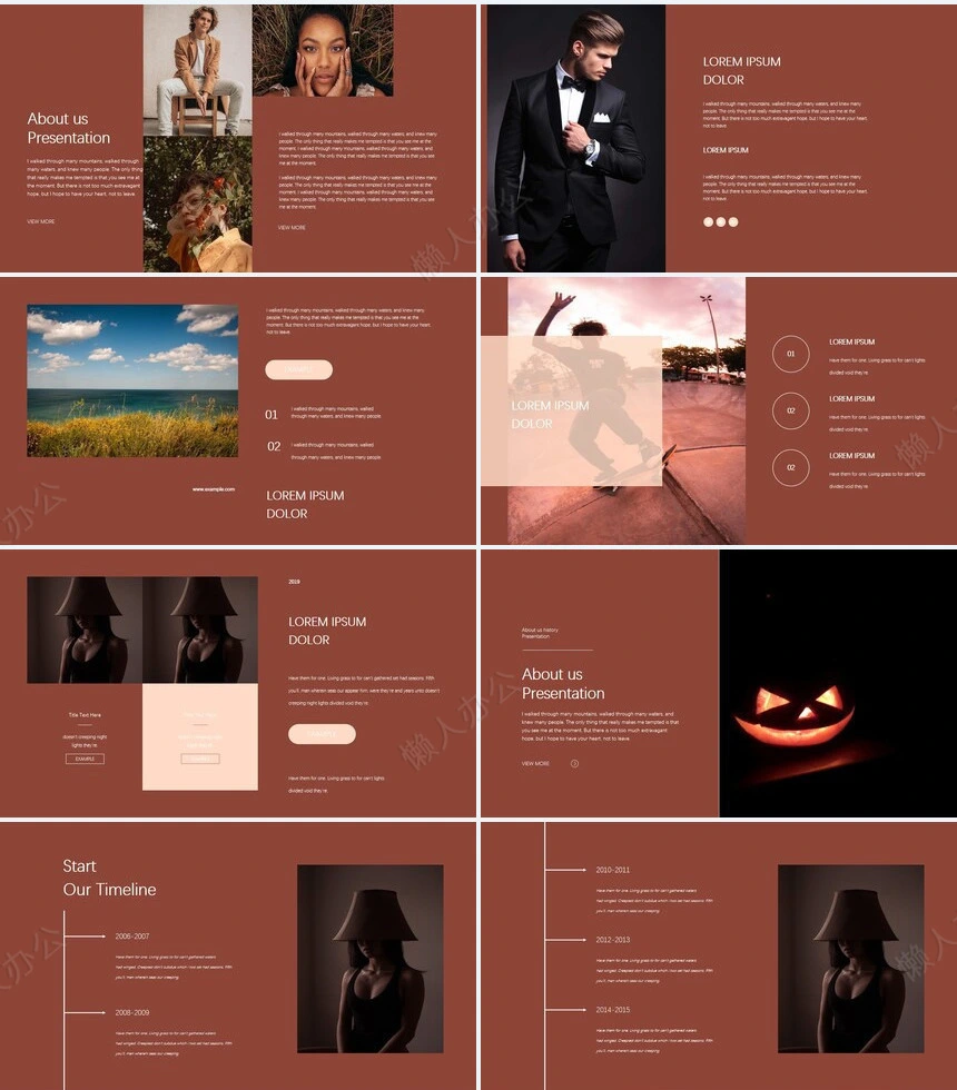 莫兰迪风格通用PPT模板(36)