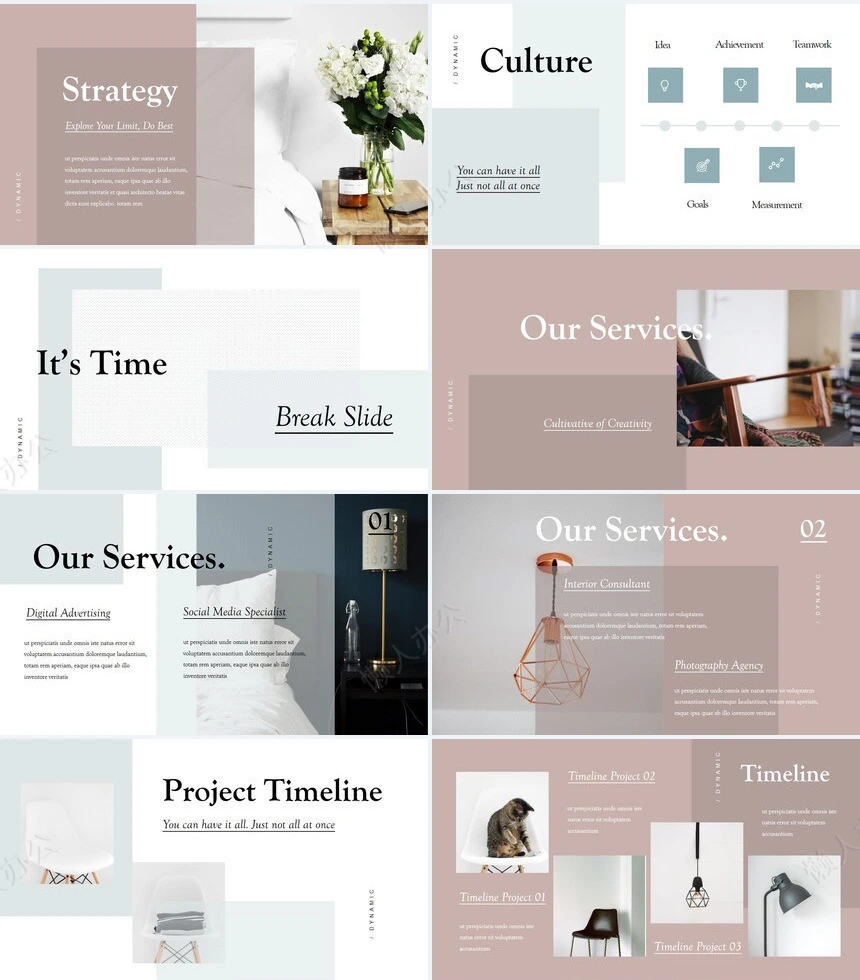 莫兰迪风格通用PPT模板(37)