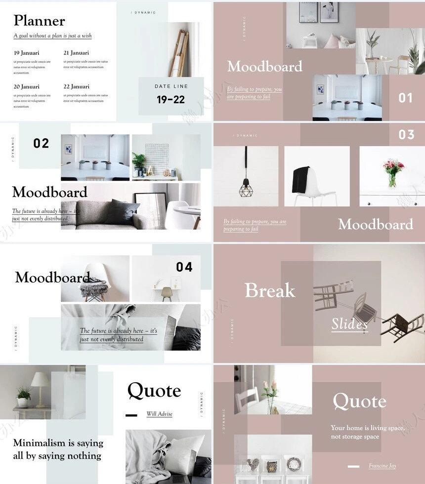 莫兰迪风格通用PPT模板(37)