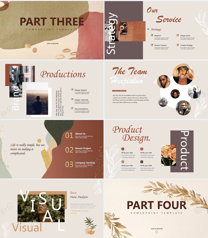 莫兰迪风格通用PPT模板(42)