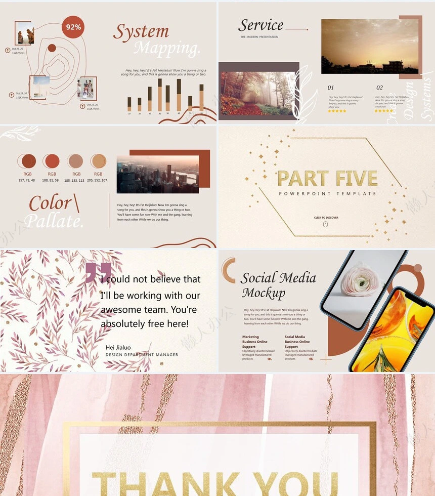 莫兰迪风格通用PPT模板(42)