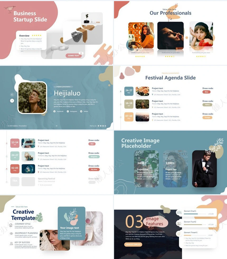 莫兰迪风格通用PPT模板(43)