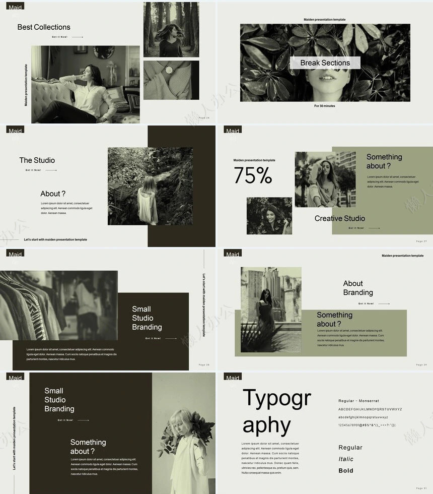 莫兰迪风格通用PPT模板(48)