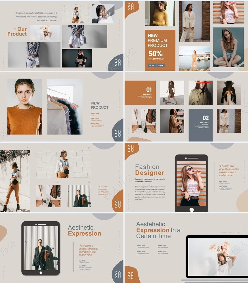 莫兰迪风格通用PPT模板(59)