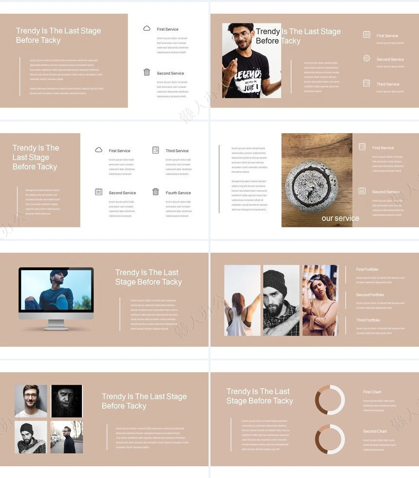 莫兰迪风格通用PPT模板(6)