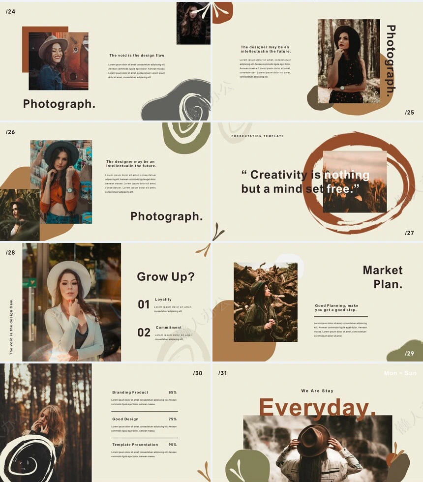 莫兰迪风格通用PPT模板(64)