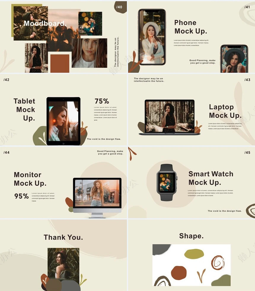 莫兰迪风格通用PPT模板(64)